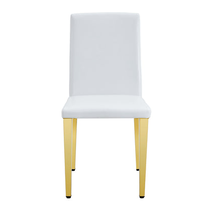 (Set of 4) Backrest Chairs With Gold Metal Legs A Perfect Match, Suitable For Minimalist And Contemporary Home Decor Styles - White / Gold