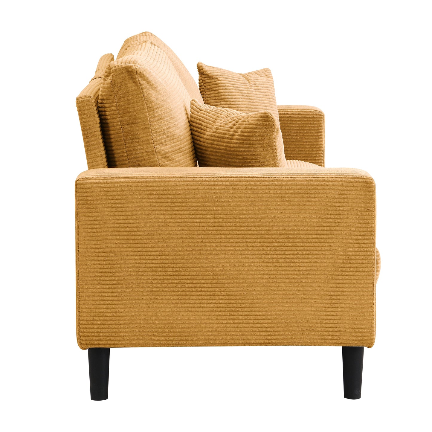 Modern Upholstered 2 Piece Sofa Set, Comfy Corduroy For Living Room And Small Spaces - Orange
