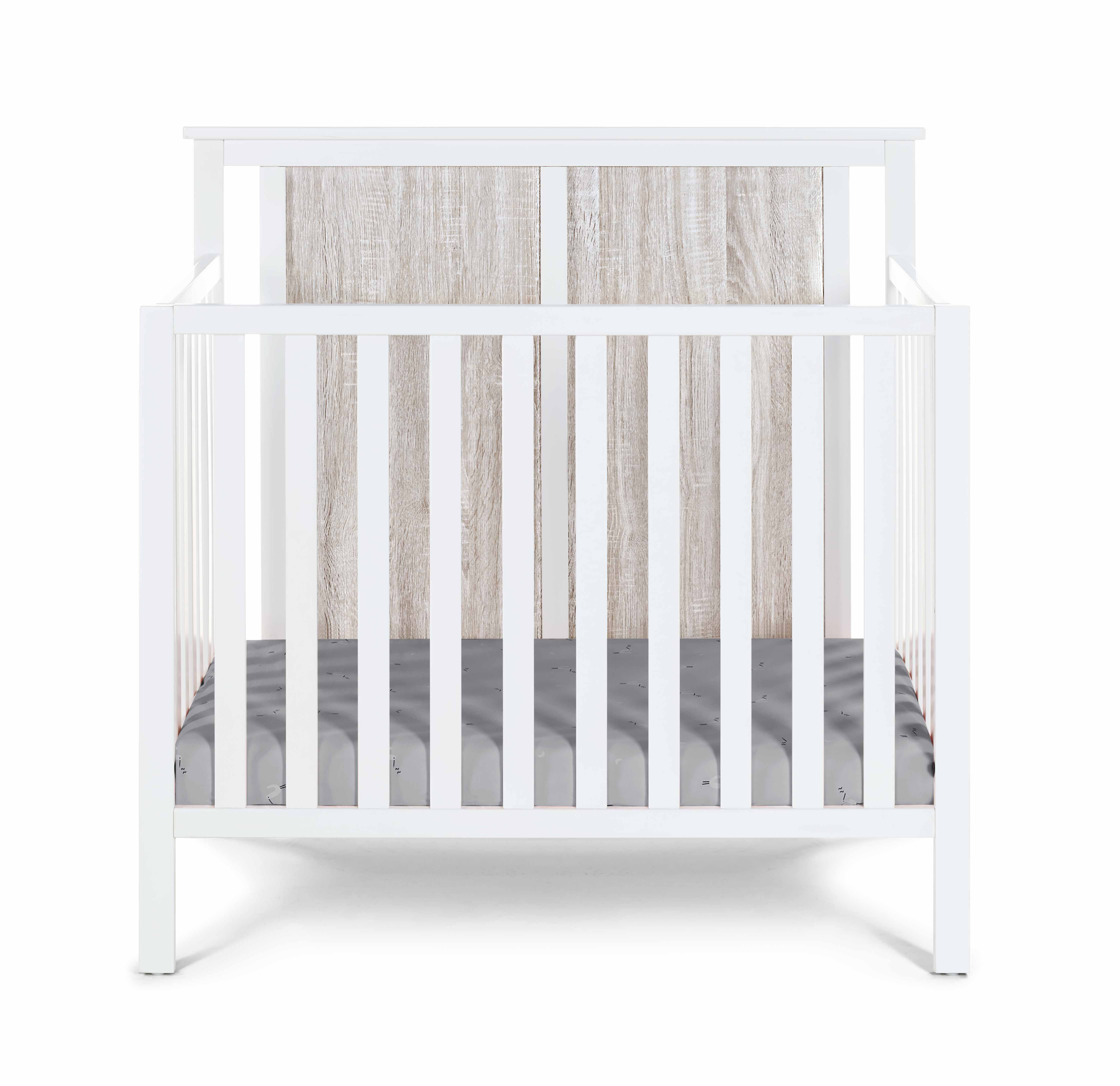 Connelly - Mini Crib With Mattress Pad - White, Rockport Gray