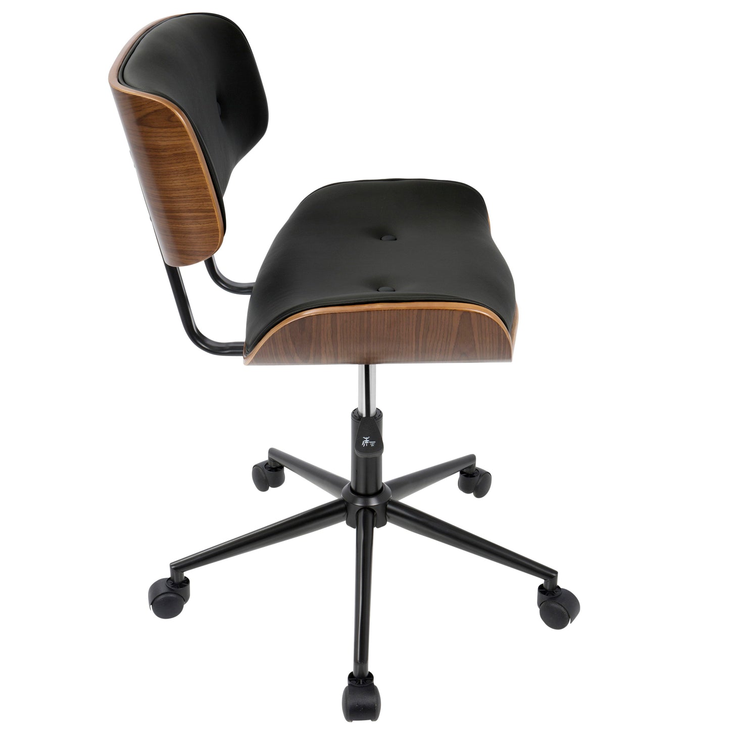 Lombardi - Mid-Century Modern Adjustable Office Chair With Swivel - Walnut / Black