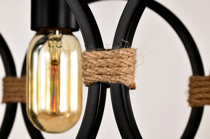 4 Light (Bulb No Included) Farmhouse Rectangle Pendant Light, Wood Texture Vintage Rustic Chandeliers Metal Industrial Hanging Light Fixtures For Kitchen, Entryway, Dining Room - Black / Natural
