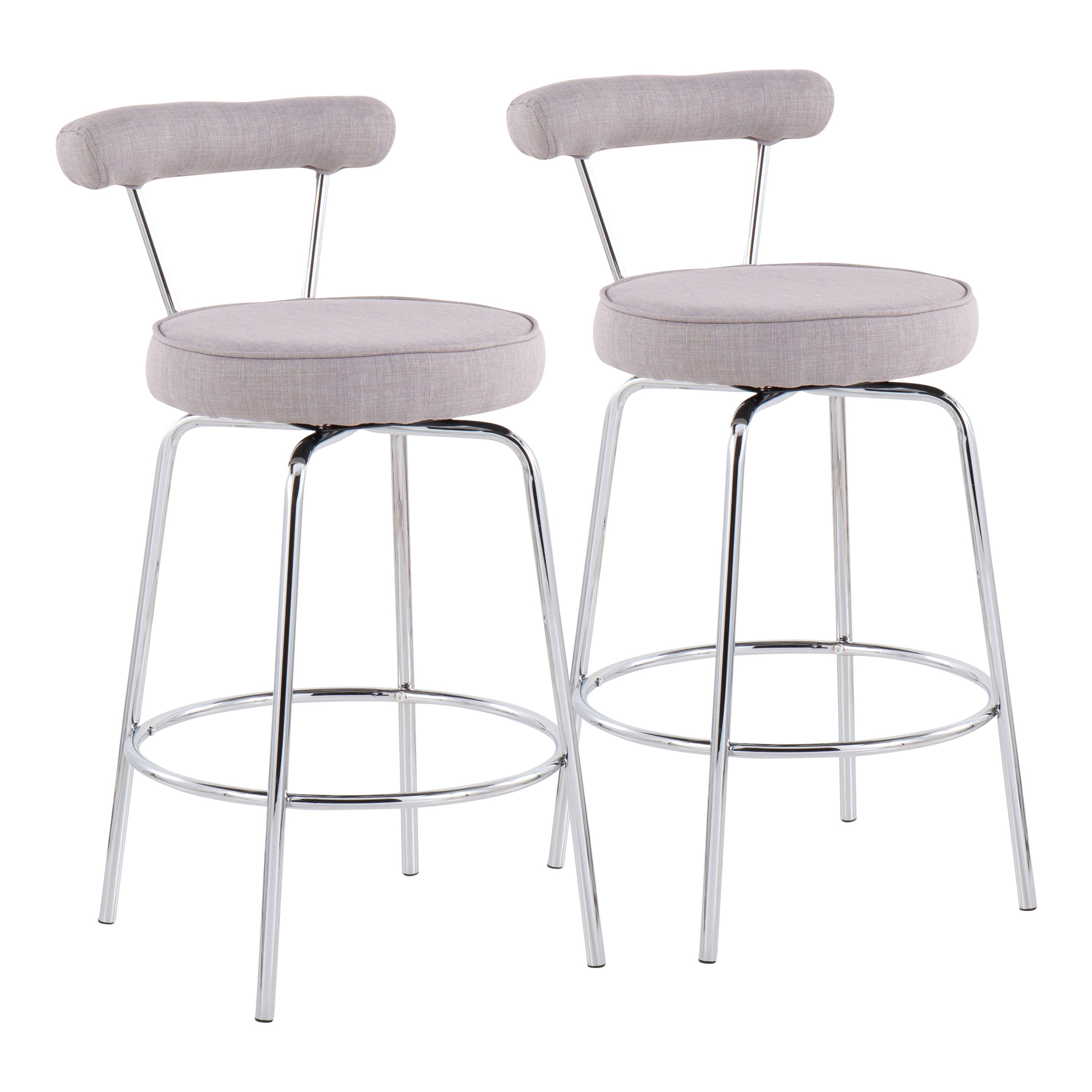Rhonda - Contemporary Counter Stool (Set of 2) - Chrome / Light Gray