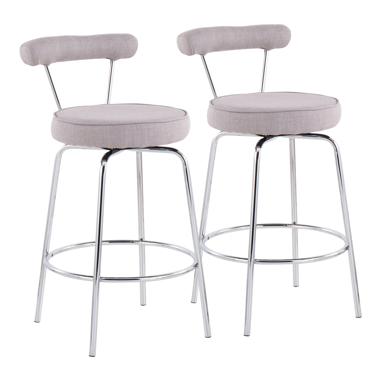 Rhonda - Contemporary Counter Stool (Set of 2) - Chrome / Light Gray