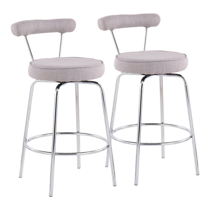 Rhonda - Contemporary Counter Stool (Set of 2) - Chrome / Light Gray