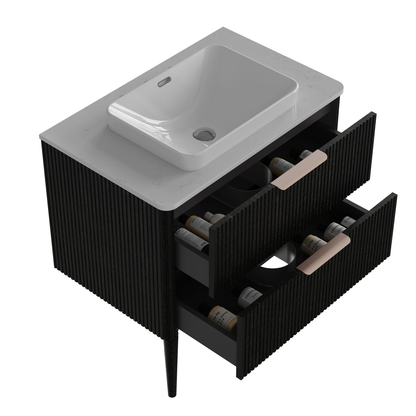 Elena - Modern Bathroom Vanity With Sink Luxury Bathroom Vanity With Ample Storage, 2 Soft Close Drawers, 2 In 1 Floating Or Freestanding Design - Black