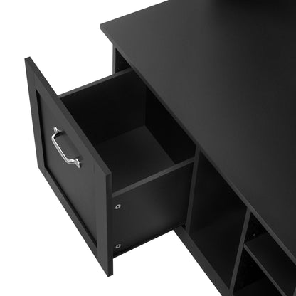 5 In 1 Entryway Bench With Coat Rack, 7 Sturdy Hooks, 2 Spacious Drawers And Adjustable Shelves, Wide Hall Tree With Metal Handles For Hallway - Black