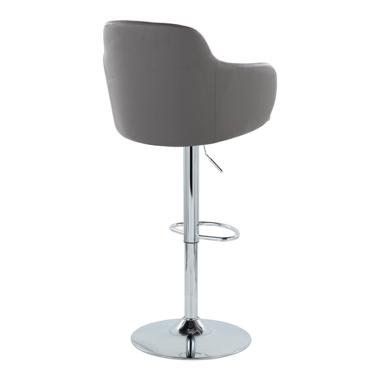 Boyne - Contemporary Adjustable Barstool With Swivel With Oval Footrest (Set of 2) - Chrome / Gray