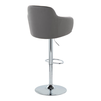 Boyne - Contemporary Adjustable Barstool With Swivel With Oval Footrest (Set of 2) - Chrome / Gray