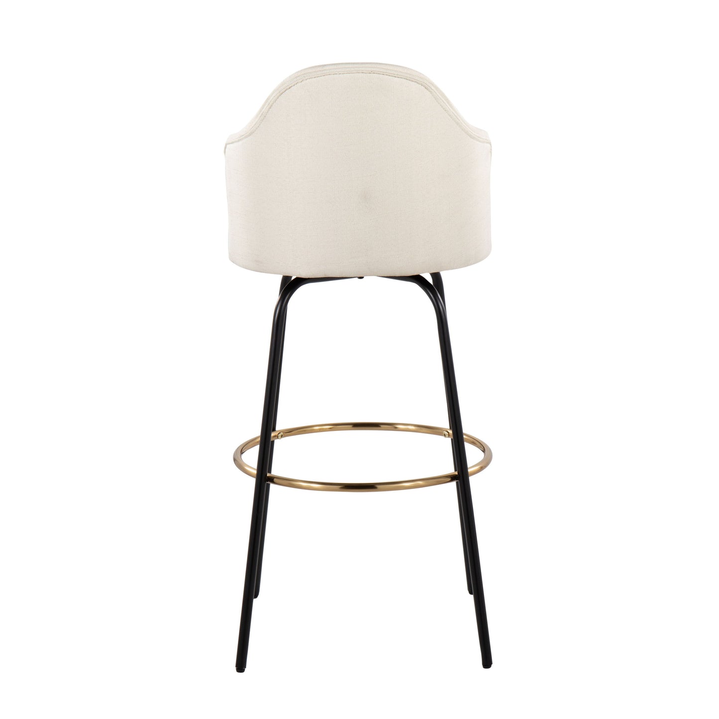 Ahoy - Contemporary Fixed Height Bar Stool Round Footrest (Set of 2) - Cream / Black