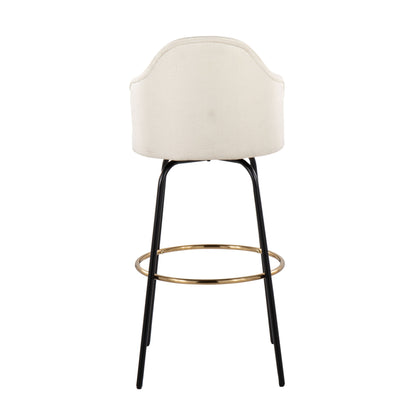 Ahoy - Contemporary Fixed Height Bar Stool Round Footrest (Set of 2) - Cream / Black
