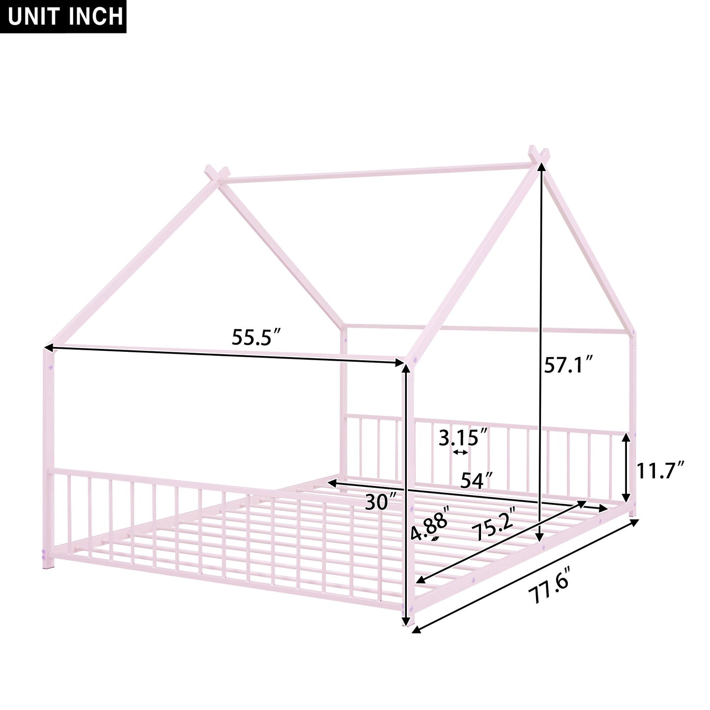 Full Size House Bed - Pink
