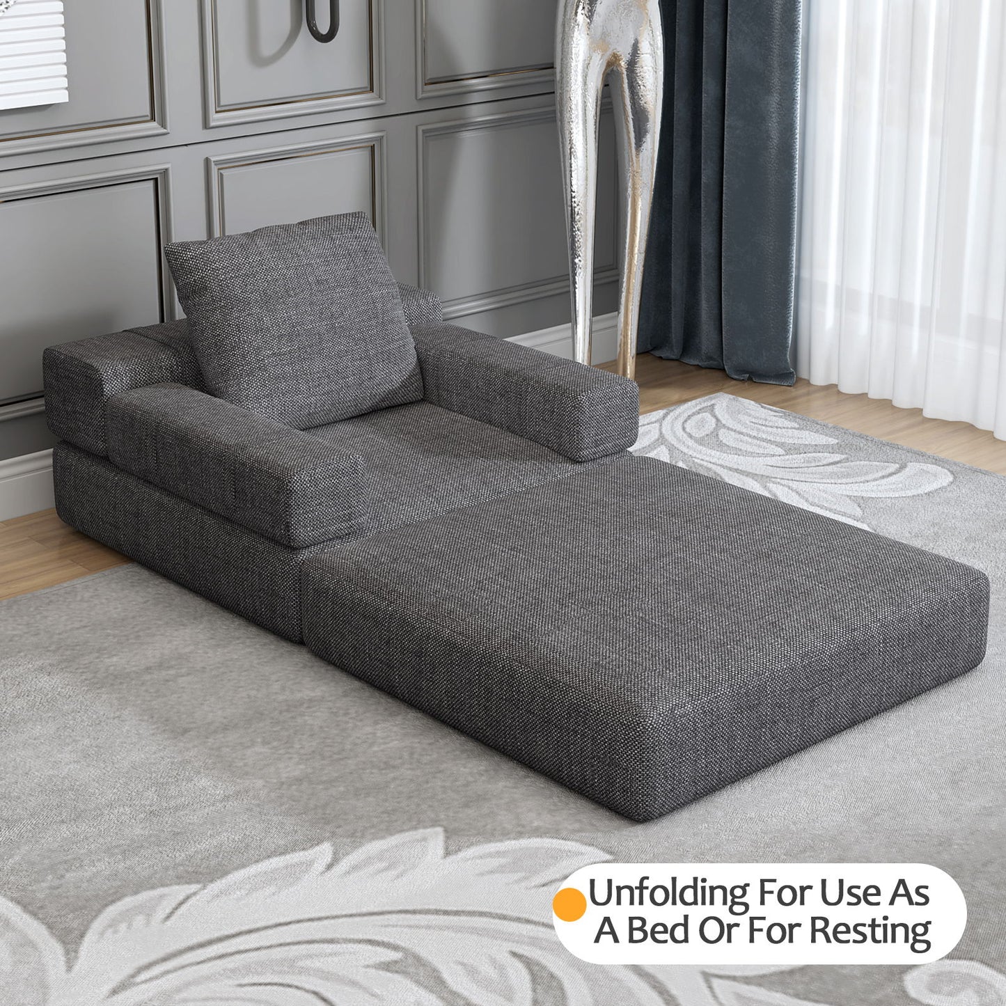 Single Sofa Chair That Converts To A Single Sofa Bed For Living Room, Guest Room, Playroom - Dark Gray