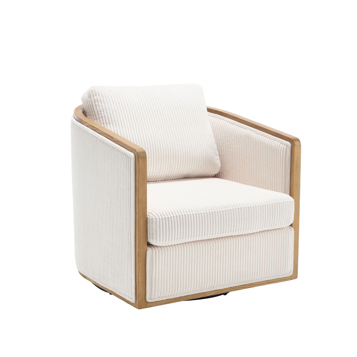 Swivel Barrel Chair, Comfortable Accent Sofa Chair, 360 Degree Swivel - Beige