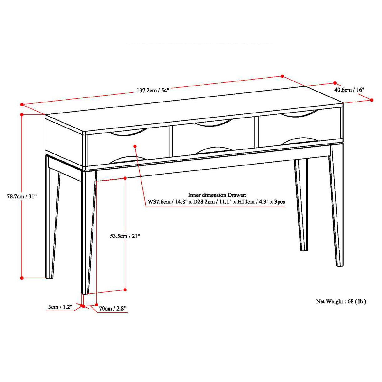 Harper - Console Sofa Table - Black