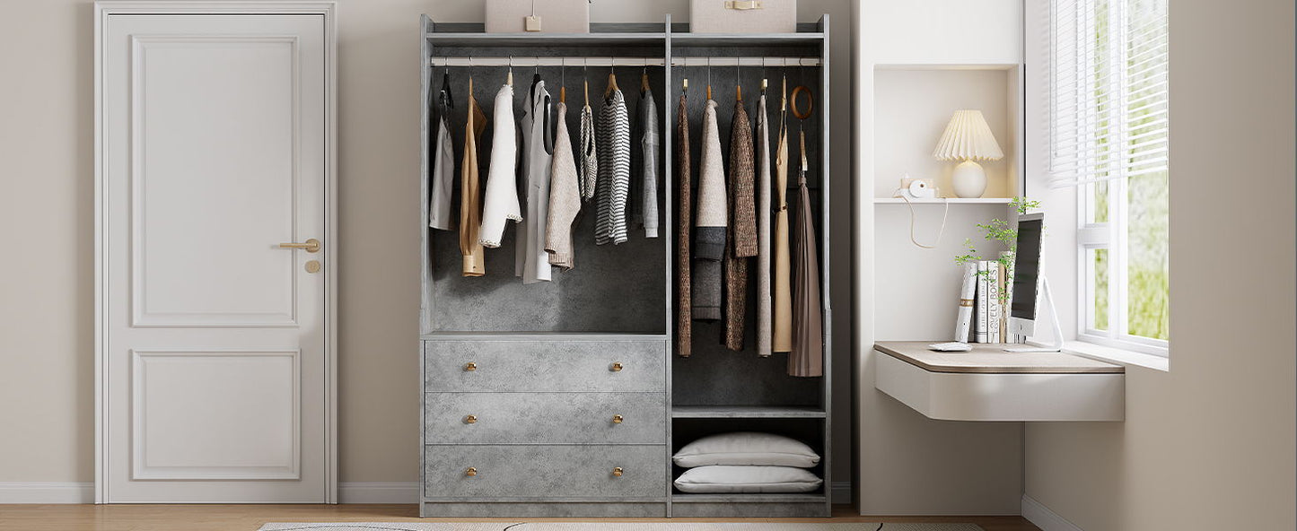 Open Wardrobe Storage For Bedroom - Gray