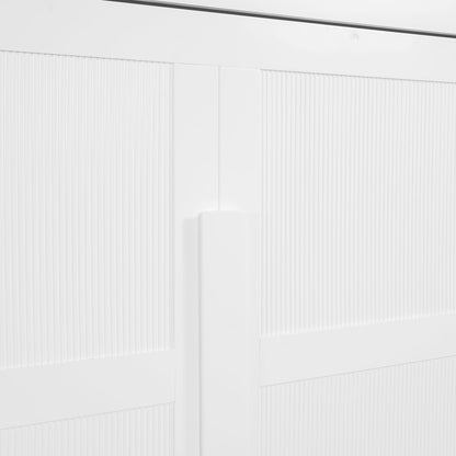 Queen Size Murphy Wall Bed Modern Design With LED Lights - White