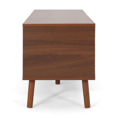 TV Stand With Shelves And Splayed Legs - White / Walnut