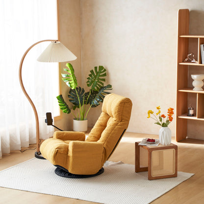 Adjustable Swivel Lounge Chair With 360 Degree Rotating Seat And Headrest Support, Leisure Chair Deck Chair Game Chair For Living Room - Yellow