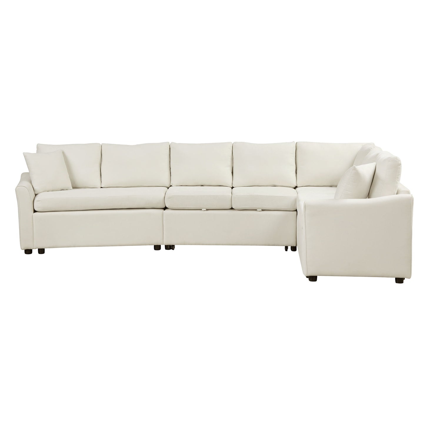 L-Shaped Sofa Convertible Sofa Bed Pull Out Sofa Sleeper With Two Back Pillows, Two USB Ports And Two Power Sockets For Living Room - Beige