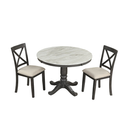 5 Pieces Dining Table And Chairs Set For 4 Persons, Kitchen Room Solid Wood Table With 4 Chairs - Gray
