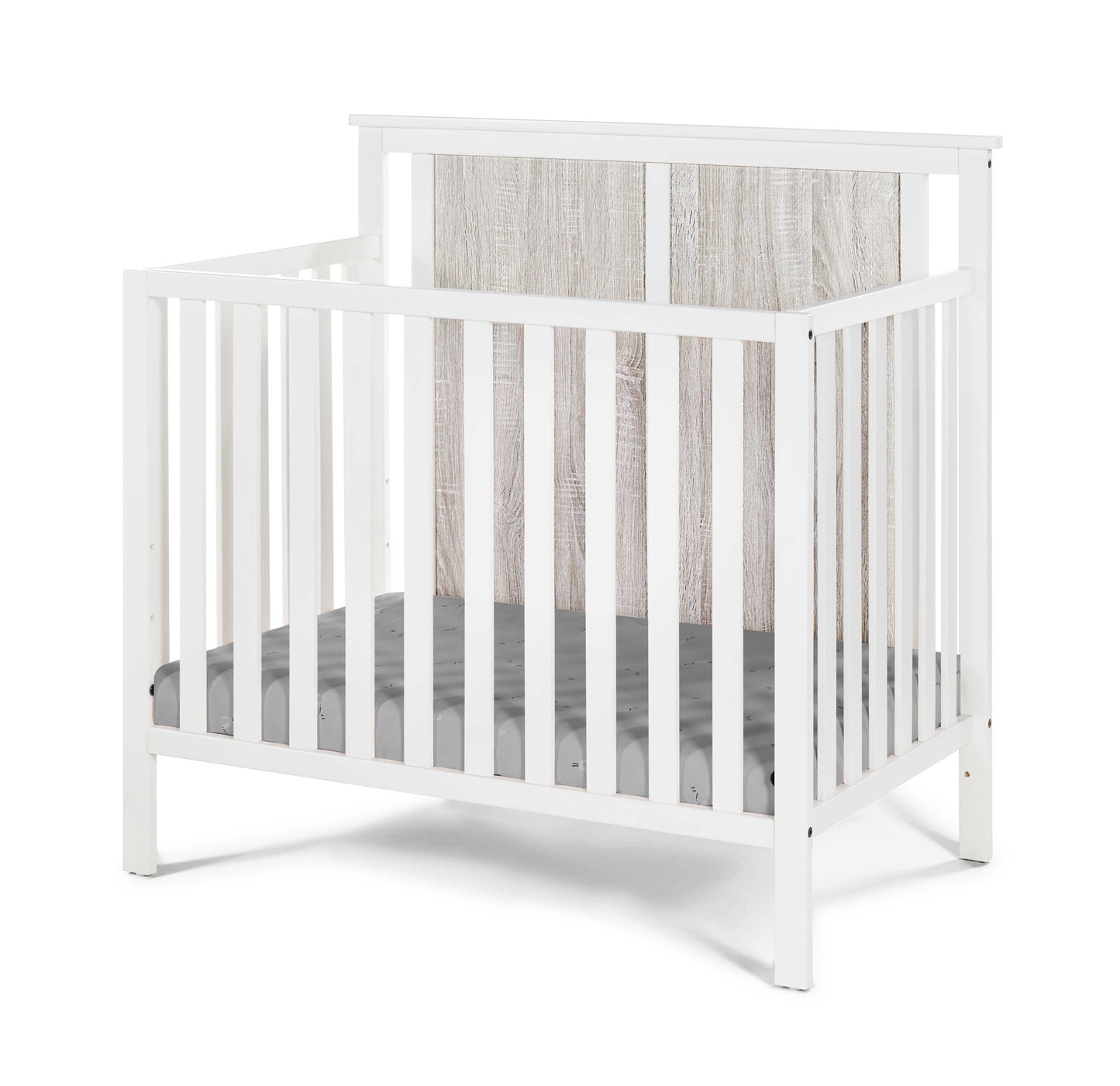 Connelly - Mini Crib With Mattress Pad - White, Rockport Gray