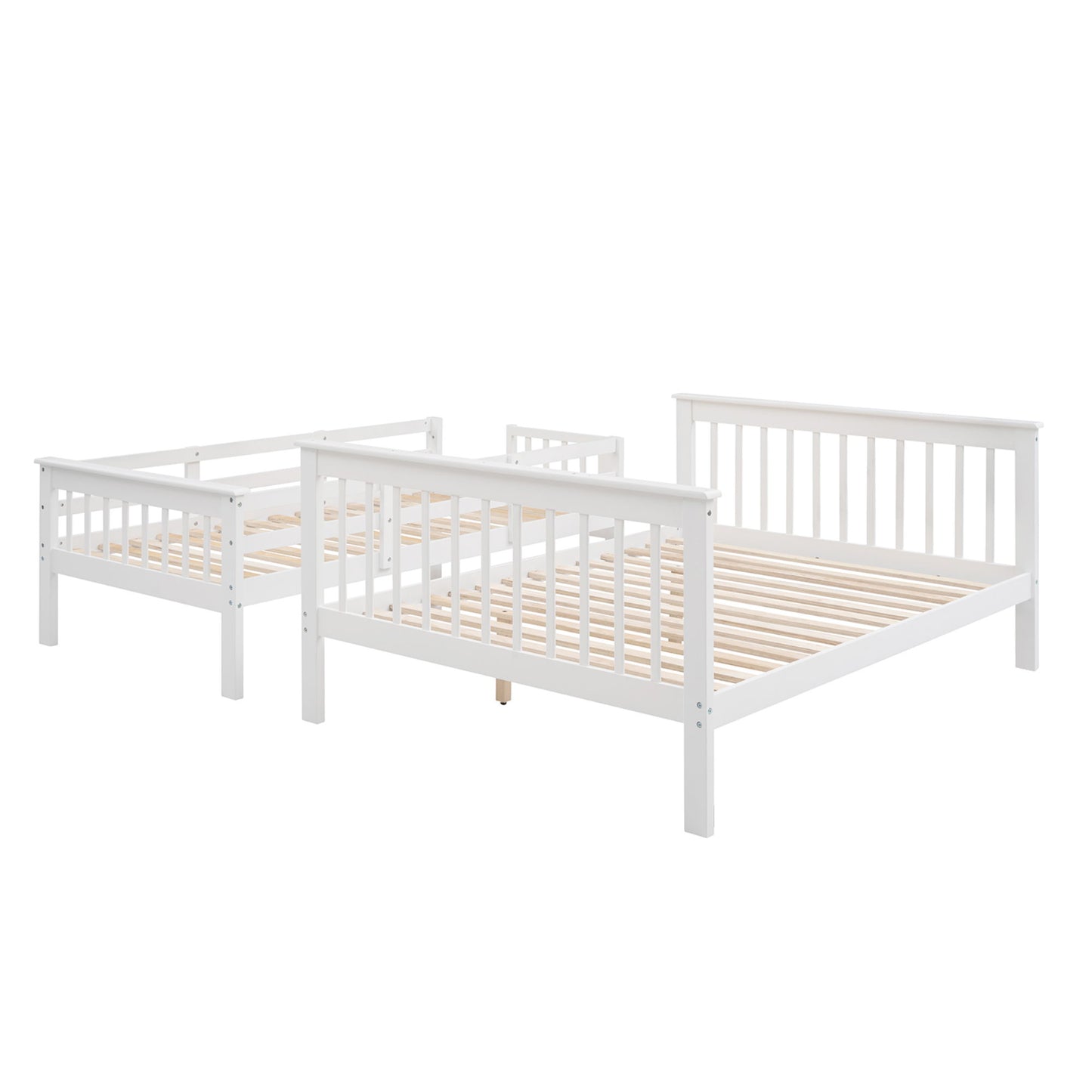 Twin Over Full Bunk Bed Stairway With Storage And Guard Rail For Bedroom - White