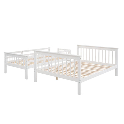 Twin Over Full Bunk Bed Stairway With Storage And Guard Rail For Bedroom - White