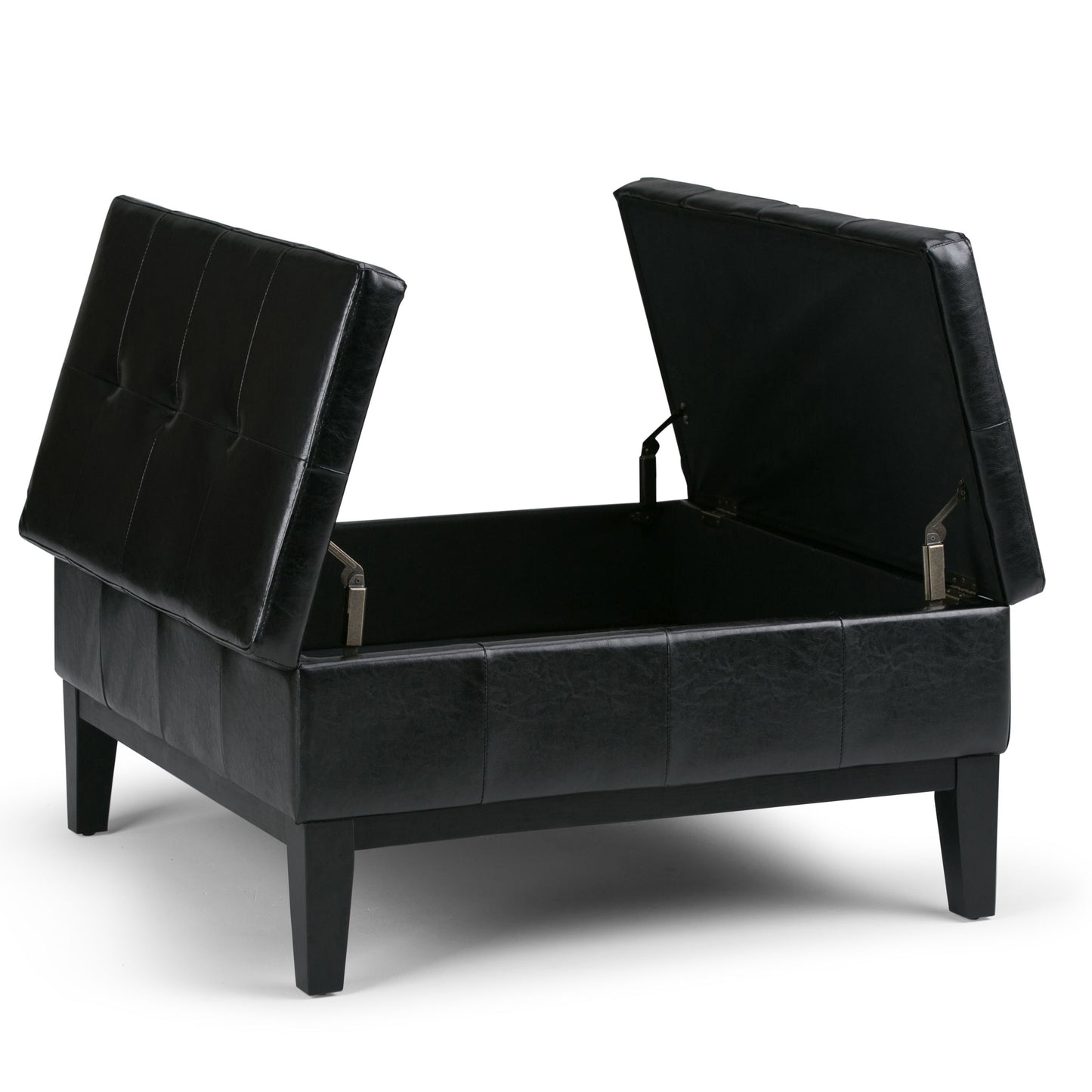 Dover - Square Coffee Table Storage Ottoman - Midnight Black