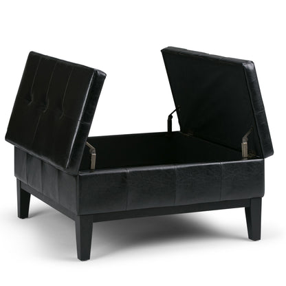 Dover - Square Coffee Table Storage Ottoman - Midnight Black