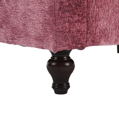 Mid Century Modern Chenille Fabric Loveseat Sofa, 2 Seat Upholstered Couch With Wood Feet - Wine Red