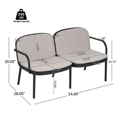 Luna - Outdoor Patio Loveseat With Frame And Cushions Weather Resistant Pp Material - Beige / Black