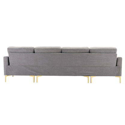 Convertible Sectional Sofa Couch With Movable Ottoman - Light Gray