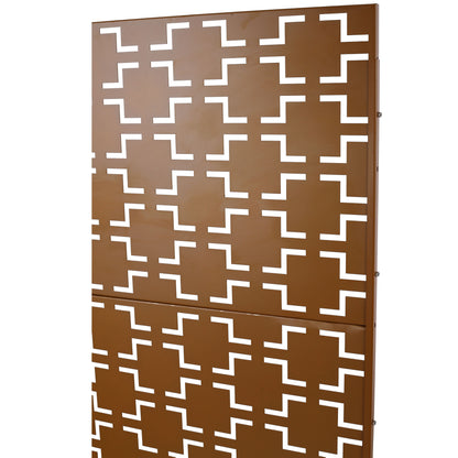 Outdoor & Indoor Freestanding Decorative Privacy Screen For Deck Balcony Patio, Metal Privacy Screen - Brown