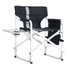 Padded Folding Outdoor Chair With Side Table And Storage Pockets, Lightweight Oversized Directors Chair For Indoor, Outdoor Camping, Picnics And Fishing - Black / Gray