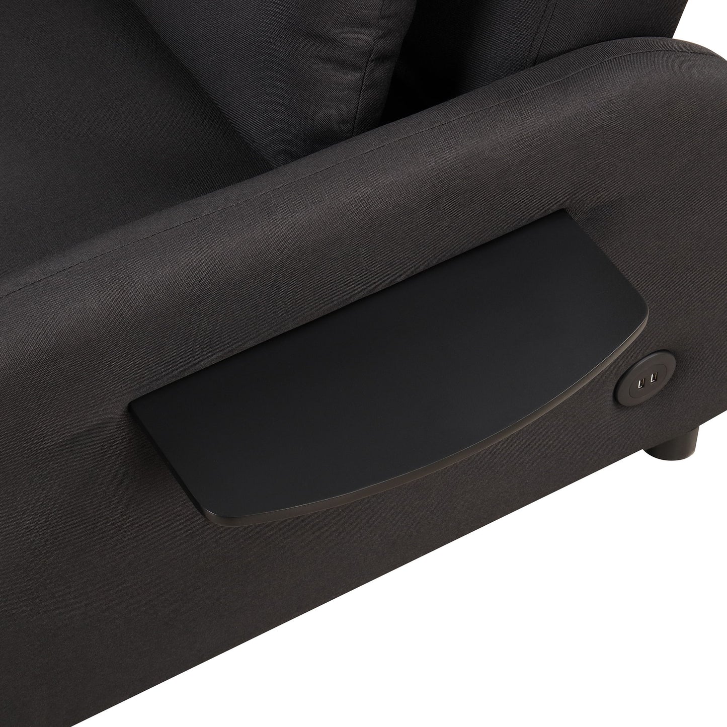 3 In 1 Pull Out Sofa Sleeper With Wing Table And USB Charge - Black