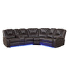 Modern Faux Leather Manual Reclining With Center Console And LED Light Strip, Living Room Furniture Set, Symmetrical Couch With 2 Cup Holders And Storage For Living Room - Brown