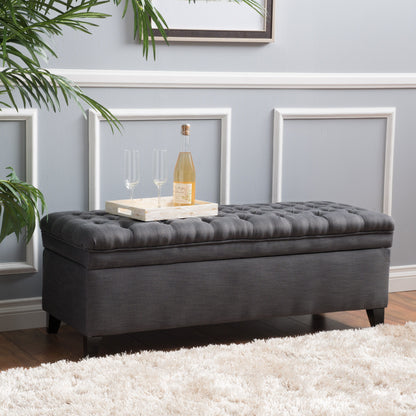 Juliana - Stylish Storage Ottoman With Extra Seating - Gray