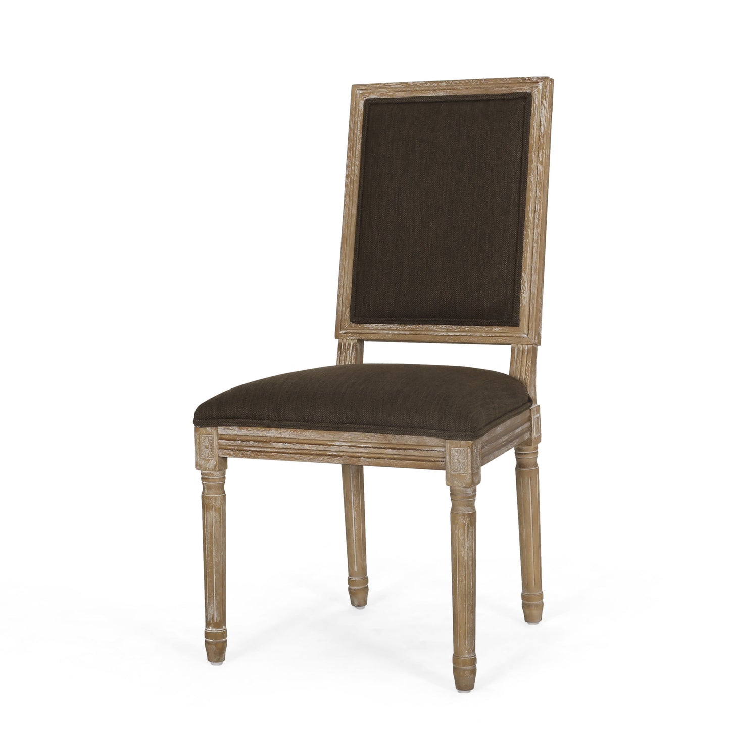 French Country Style Dining Chair Set With Upholstered Seats And Cane Backrest - Brown
