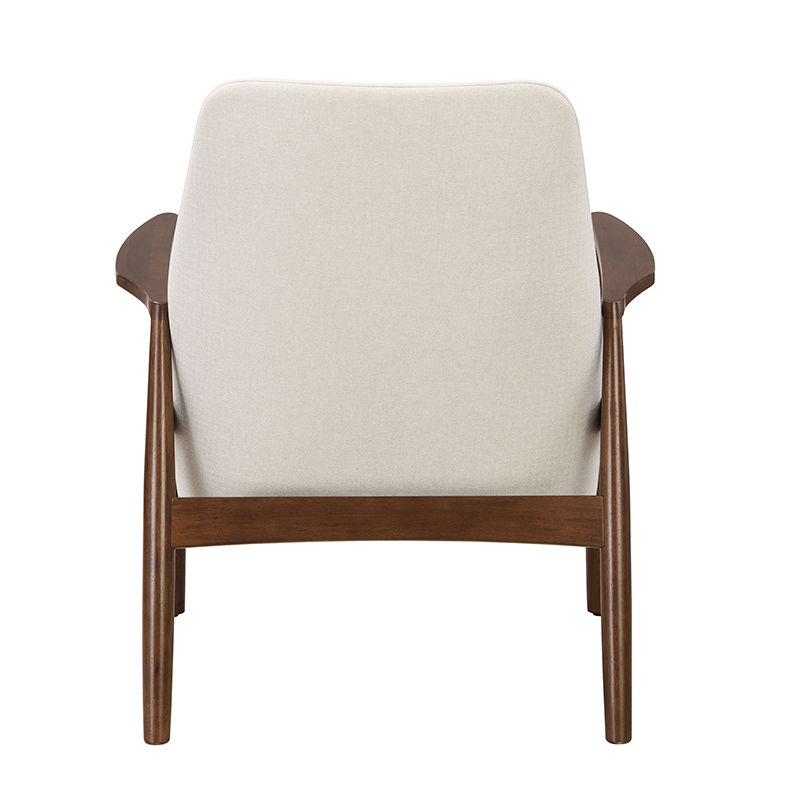 Accent Chair, Mid-Century Modern Armchair With Solid Wood Frame, Reading Leisure Chair With High Back For Living Room - Beige