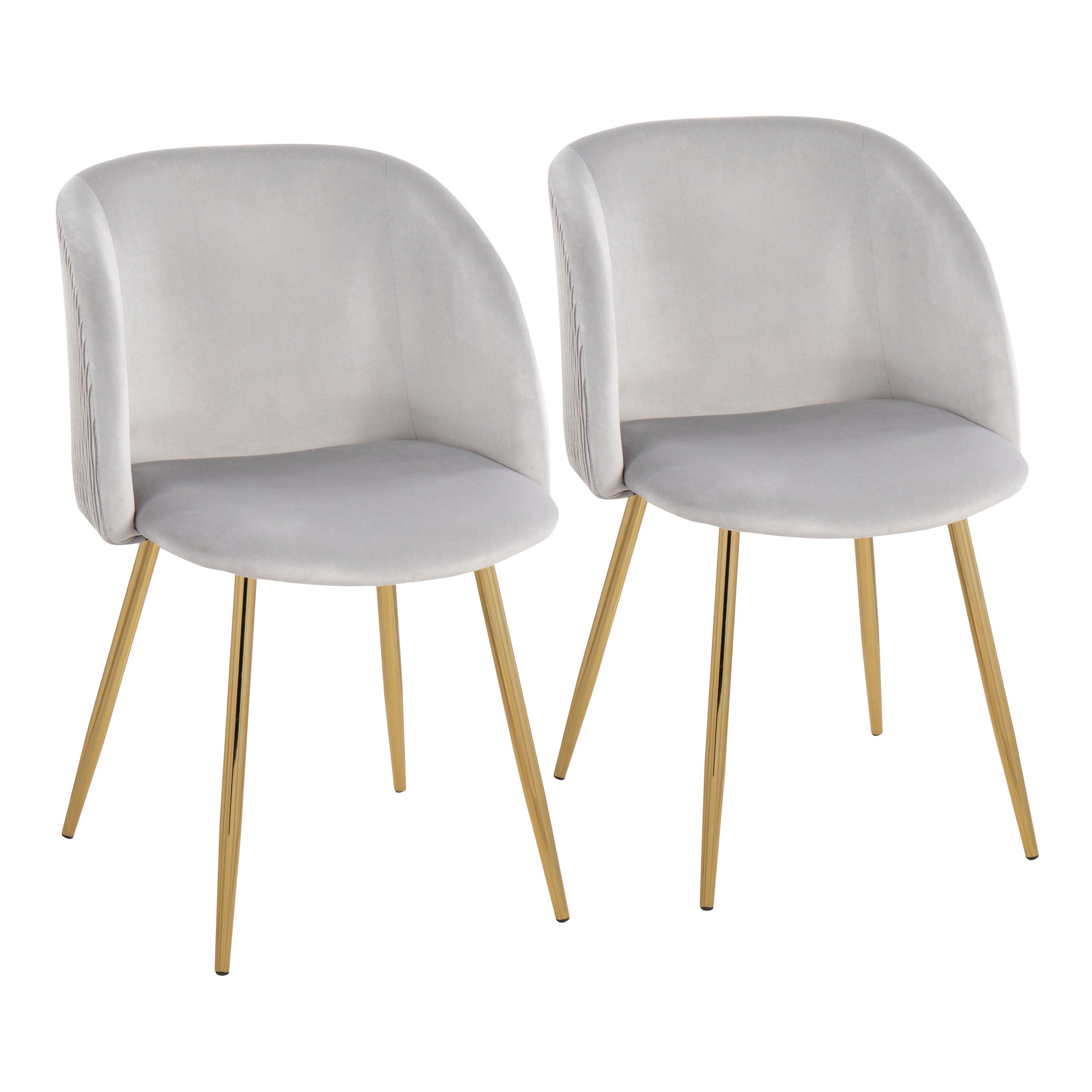 Fran - Pleated Waves Contemporary Chair (Set of 2) - Gold / Pleated Silver Waves