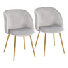 Fran - Pleated Waves Contemporary Chair (Set of 2) - Gold / Pleated Silver Waves