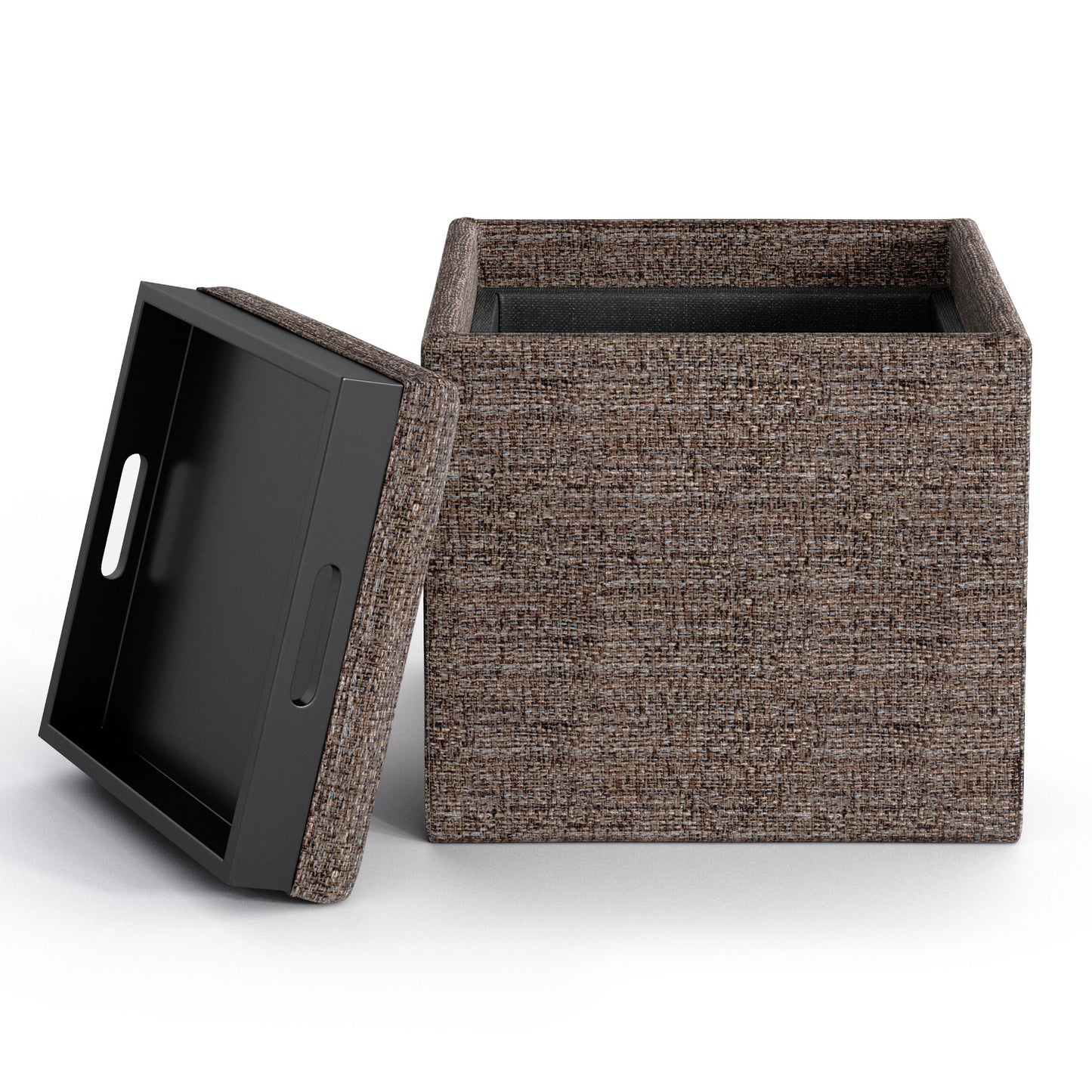 Rockwood - Cube Storage Ottoman With Tray - Mink Brown