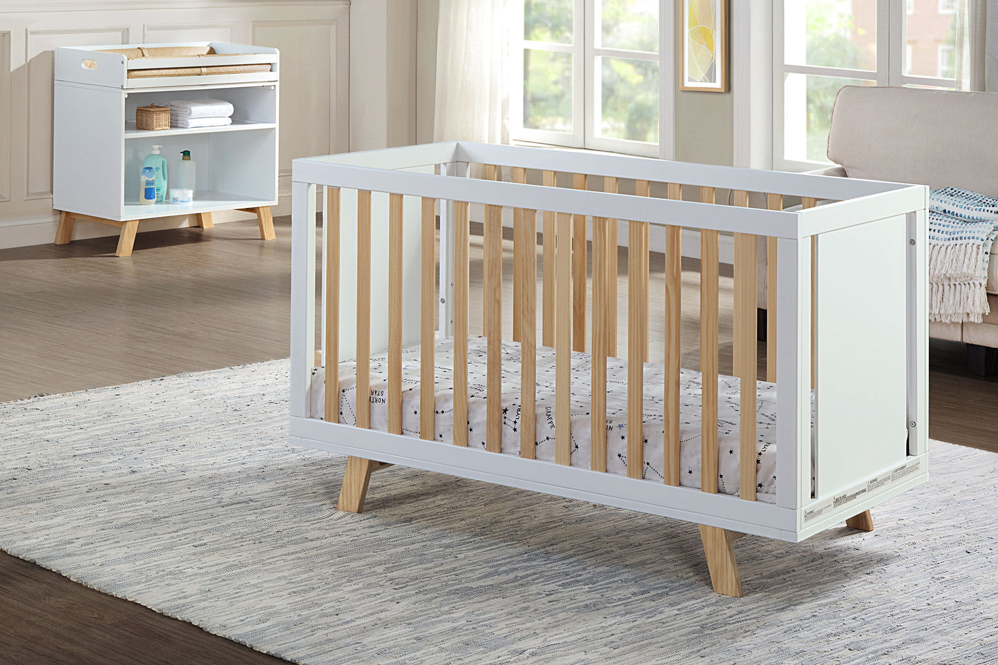 Livia - Multi Purpose Changing Table - White, Natural