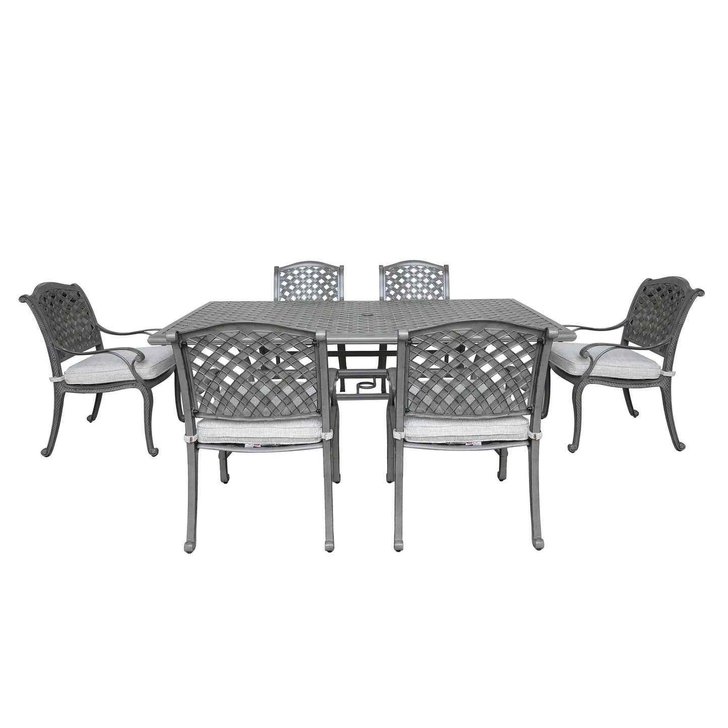 Outdoor 7 Piece Aluminum Dining Set With Cushion - Golden Gauze
