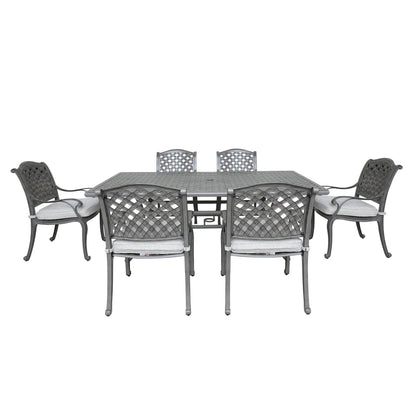 Outdoor 7 Piece Aluminum Dining Set With Cushion - Golden Gauze