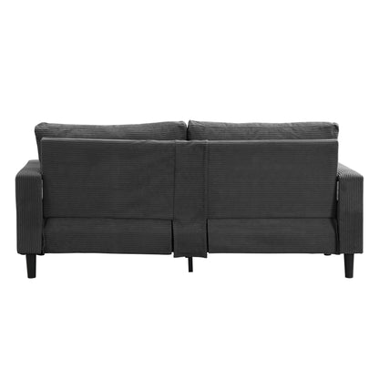 Modern Upholstered 2 Piece Sofa Set, Comfy Corduroy Living Room Furniture - Dark Gray