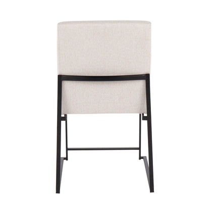 Fuji - Contemporary High Back Dining Chair (Set of 2) - Black / Beige
