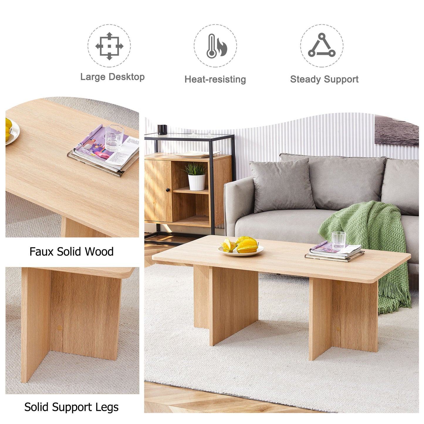 Modern Triangular Support Coffee Table, Lightweight And Stable, Perfectly Integrating Nature And Industry - Light Wood