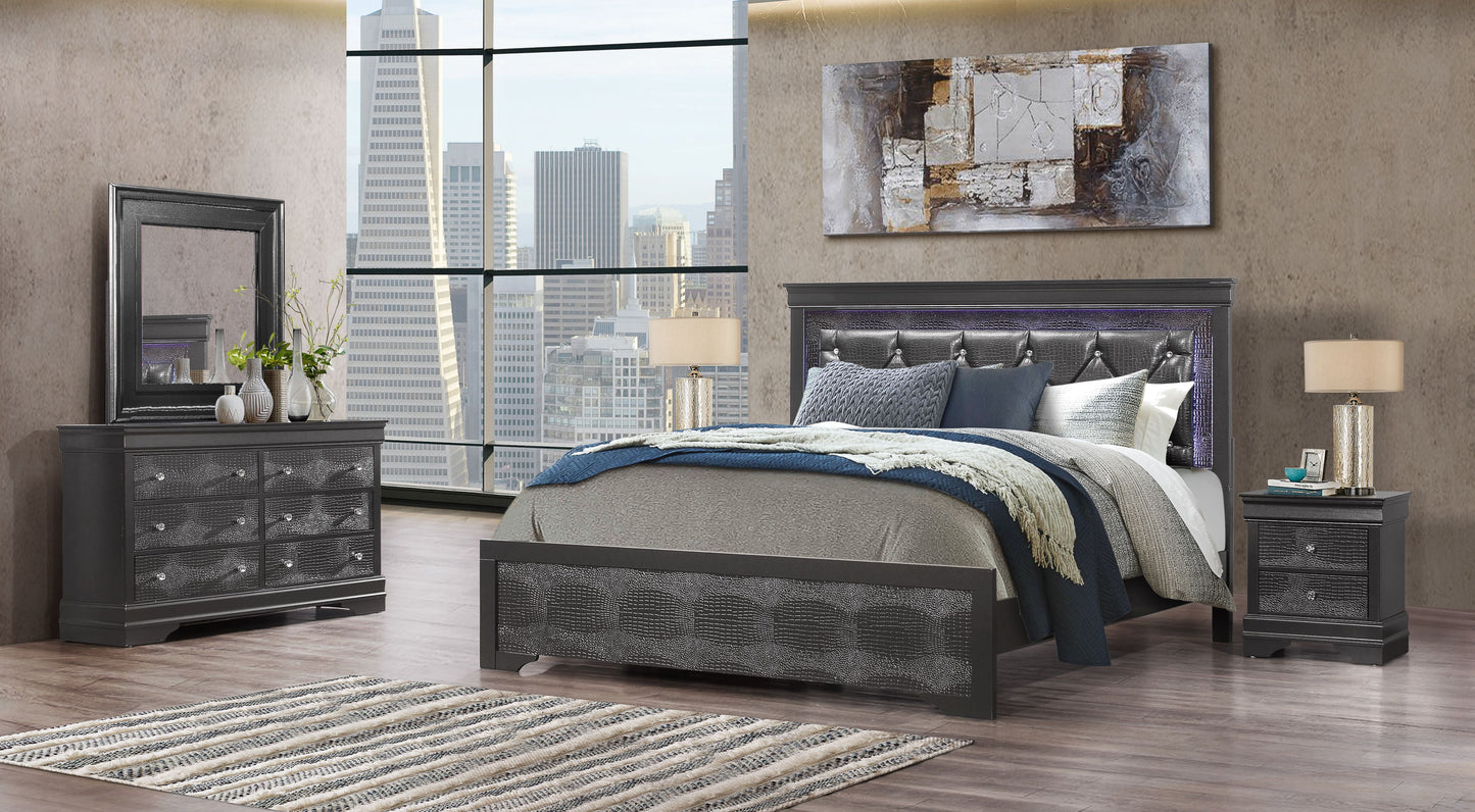 Shaker - Crocodile Metallic Nightstand - Gray