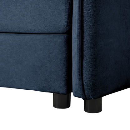 Oversized Recliner Chair With Movable Ottoman, Soft Chenille Upholstered Indoor Lounge Chair, Diy Combination - Blue
